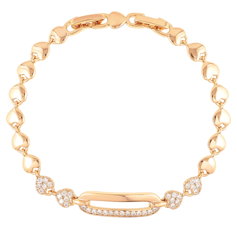 Браслет Xuping Позолота 18K «Сердечка з овальною вставкою» розмір з доп. замком 16.5,18.5см х 5мм фото №3 Браслет Xuping Позолота 18K «Сердечка з овальною вставкою» розмір з доп. замком 16.5,18.5см х 5мм фото №3