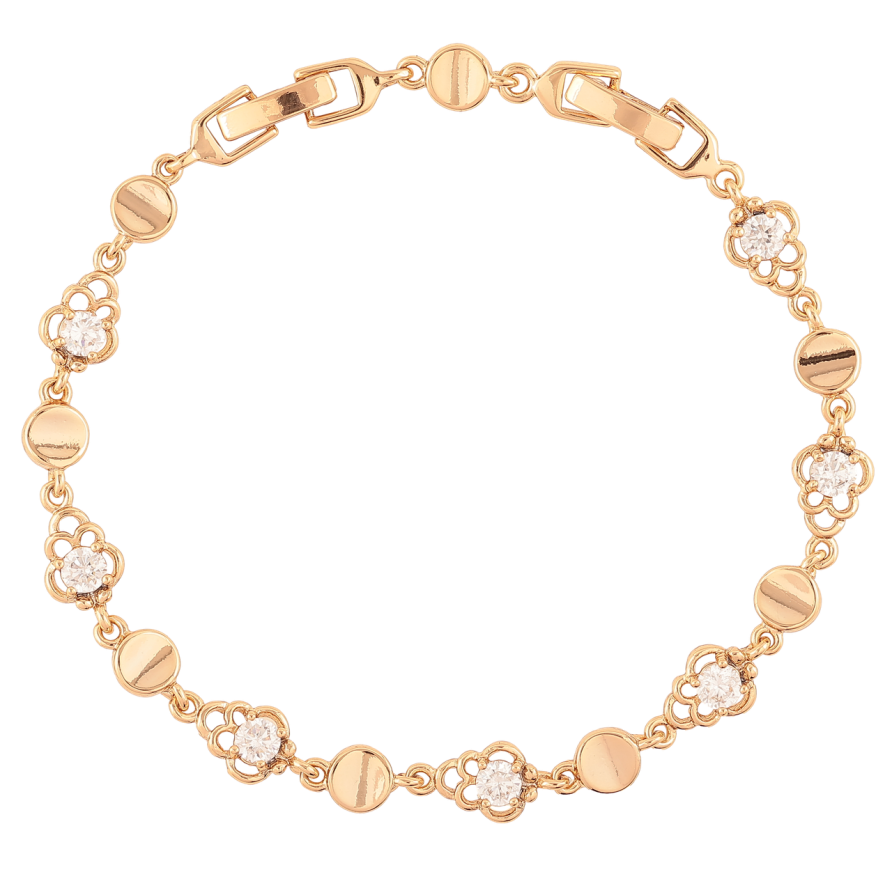 Браслет Xuping Позолота 18K Цветочки с цирконием размер с доп. замком 17,20см х 5-7мм фото №1 Браслет Xuping Позолота 18K Цветочки с цирконием размер с доп. замком 17,20см х 5-7мм фото №1