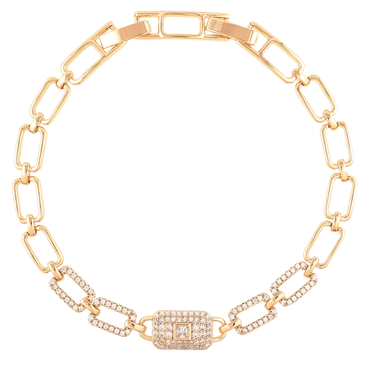 Браслет Xuping Позолота 18K Звенья с цирконием размер с доп. замком 17.5,19.5см х 6мм фото №19 Браслет Xuping Позолота 18K Звенья с цирконием размер с доп. замком 17.5,19.5см х 6мм фото №19