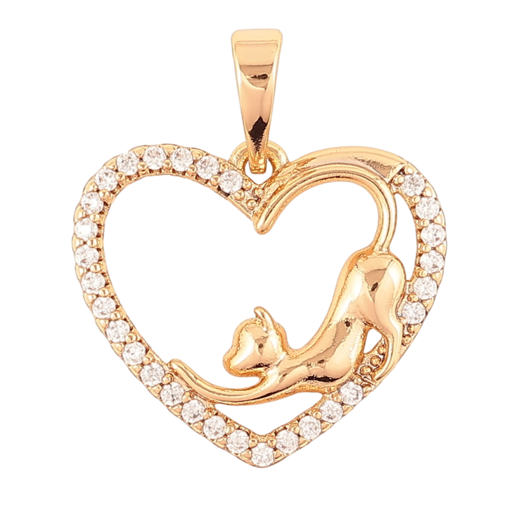 Кулон Xuping Позолота 18K «Серце з кішкою» для ланцюжка до 6мм фото №21 Кулон Xuping Позолота 18K «Серце з кішкою» для ланцюжка до 6мм фото №21