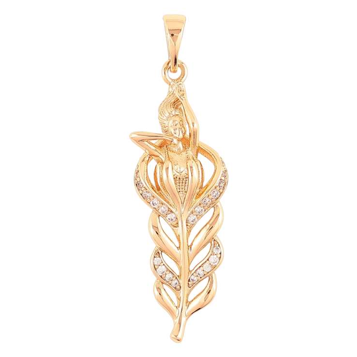 Кулон Xuping Позолота 18K «Перо з дівчиною» для ланцюжка до 5мм фото №11 Кулон Xuping Позолота 18K «Перо з дівчиною» для ланцюжка до 5мм фото №11
