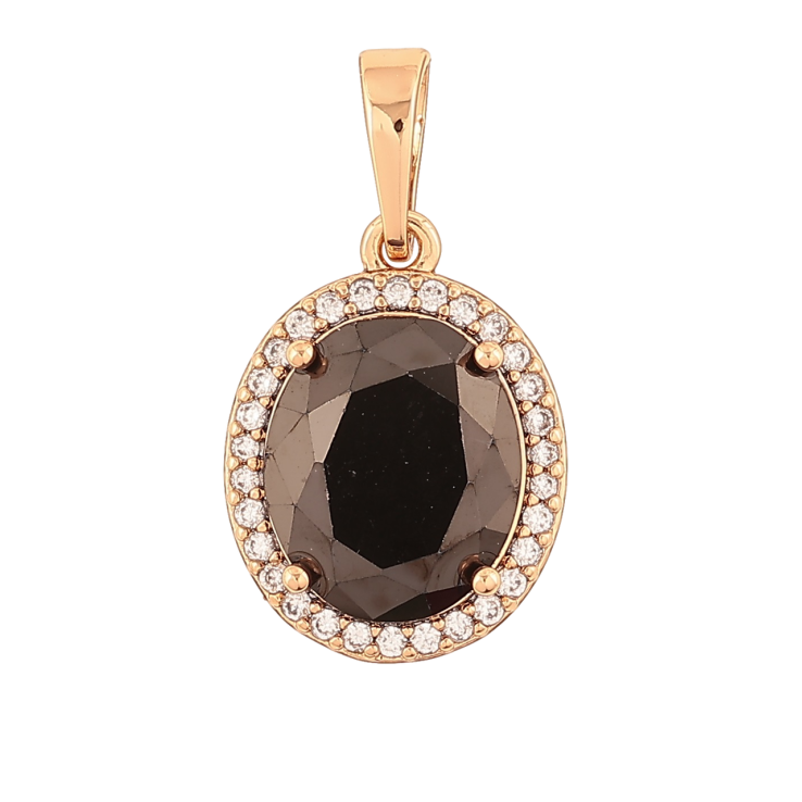 Кулон Xuping Позолота 18K «Чорний фіаніт в обрамленні цирконію» для ланцюжка до 6мм фото №3 Кулон Xuping Позолота 18K «Чорний фіаніт в обрамленні цирконію» для ланцюжка до 6мм фото №3