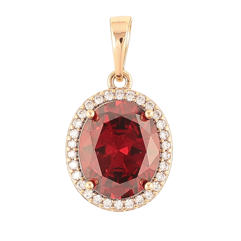 Кулон Xuping Позолота 18K «Червоний фіаніт в обрамленні цирконію» для ланцюжка до 6мм фото №2 Кулон Xuping Позолота 18K «Червоний фіаніт в обрамленні цирконію» для ланцюжка до 6мм фото №2