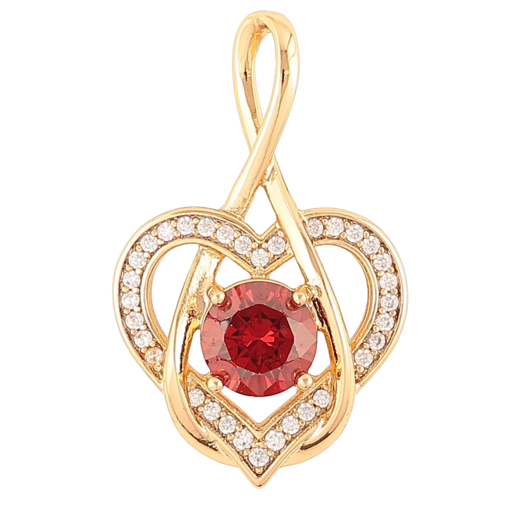 Кулон Xuping Позолота 18K «Сердечко з червоним фіанітом і цирконієм» для ланцюжка до 4мм фото №5 Кулон Xuping Позолота 18K «Сердечко з червоним фіанітом і цирконієм» для ланцюжка до 4мм фото №5
