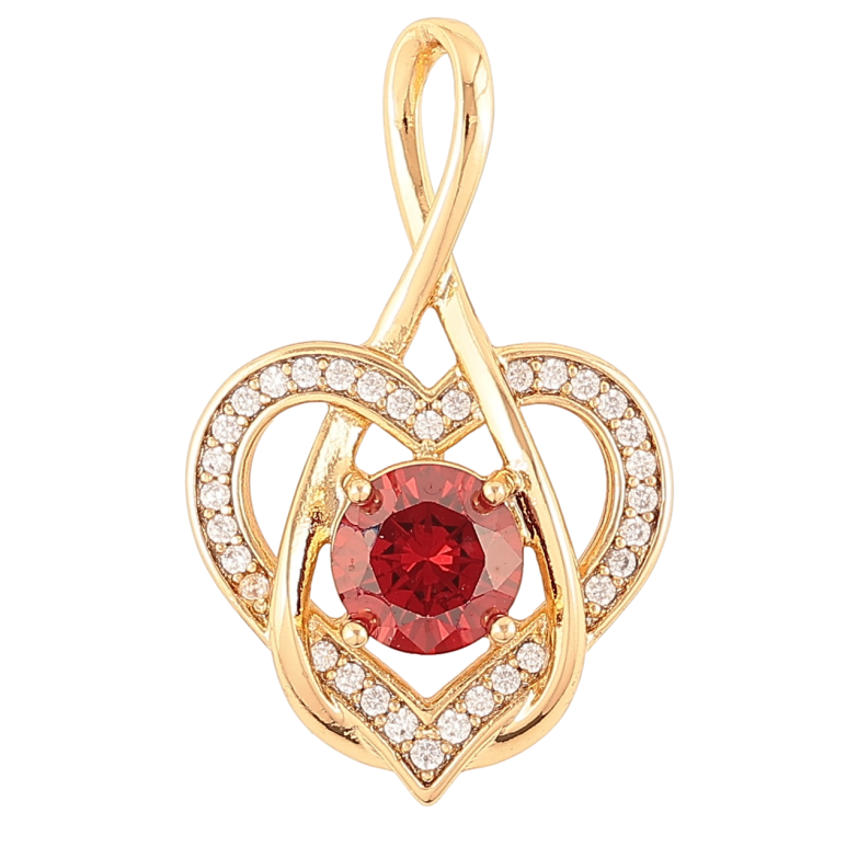 Кулон Xuping Позолота 18K «Сердечко з червоним фіанітом і цирконієм» для ланцюжка до 4мм фото №4 Кулон Xuping Позолота 18K «Сердечко з червоним фіанітом і цирконієм» для ланцюжка до 4мм фото №4