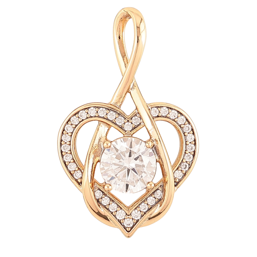 Кулон Xuping Позолота 18K «Сердечко з фіанітом і цирконієм» для ланцюжка до 4мм фото №1