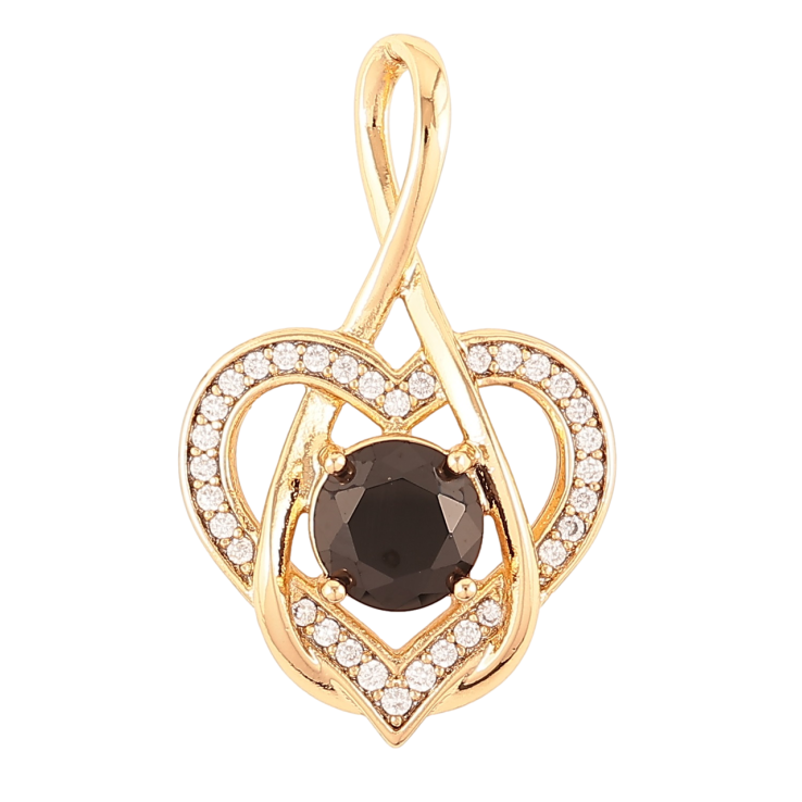 Кулон Xuping Позолота 18K «Сердечко з чорним фіанітом і цирконієм» для ланцюжка до 4мм фото №4 Кулон Xuping Позолота 18K «Сердечко з чорним фіанітом і цирконієм» для ланцюжка до 4мм фото №4