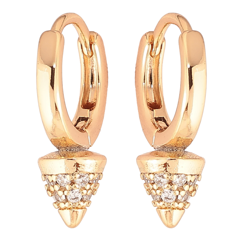 Серьги Xuping Позолота 18K колечки Конусы с цирконием фото №4 Серьги Xuping Позолота 18K колечки Конусы с цирконием фото №4