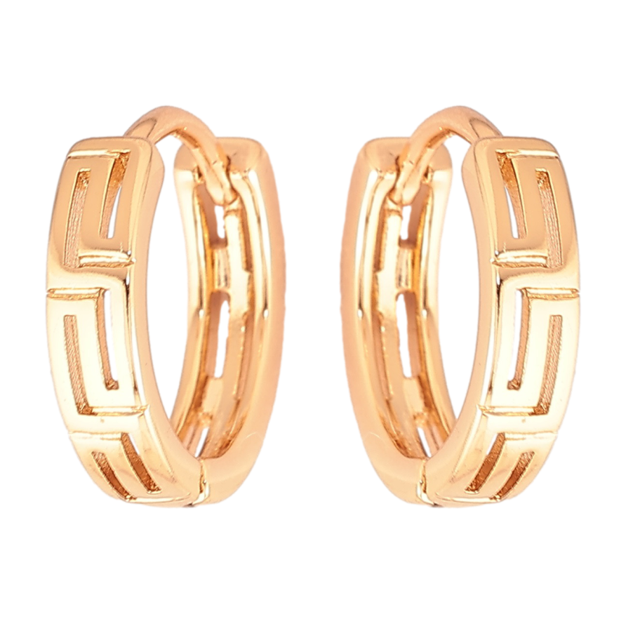 Серьги Xuping Позолота 18K колечки Греческий узор фото №1 Серьги Xuping Позолота 18K колечки Греческий узор фото №1