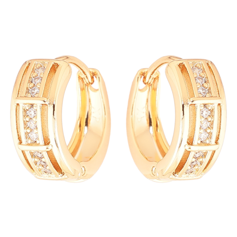 Серьги Xuping Позолота 18K колечки Узор с дорожкой циркония фото №3 Серьги Xuping Позолота 18K колечки Узор с дорожкой циркония фото №3