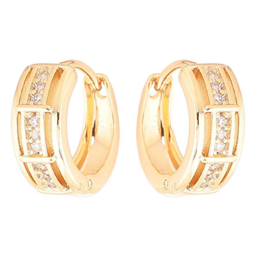 Серьги Xuping Позолота 18K колечки Узор с дорожкой циркония фото №1 Серьги Xuping Позолота 18K колечки Узор с дорожкой циркония фото №1