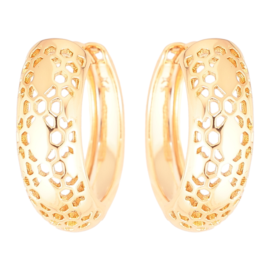 Серьги Xuping Позолота 18K колечки Резной узор фото №1 Серьги Xuping Позолота 18K колечки Резной узор фото №1