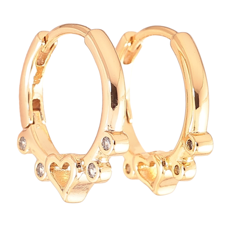 Серьги Xuping Позолота 18K колечки Боковой узор сердечки с цирконием фото №6 Серьги Xuping Позолота 18K колечки Боковой узор сердечки с цирконием фото №6