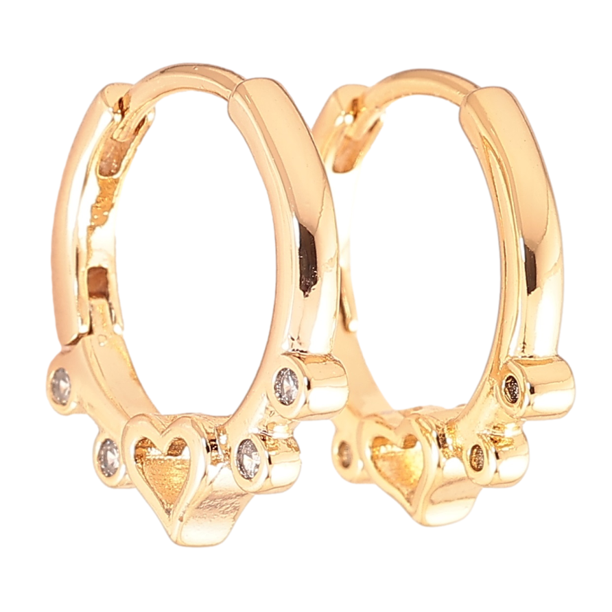 Серьги Xuping Позолота 18K колечки Боковой узор сердечки с цирконием фото №1 Серьги Xuping Позолота 18K колечки Боковой узор сердечки с цирконием фото №1