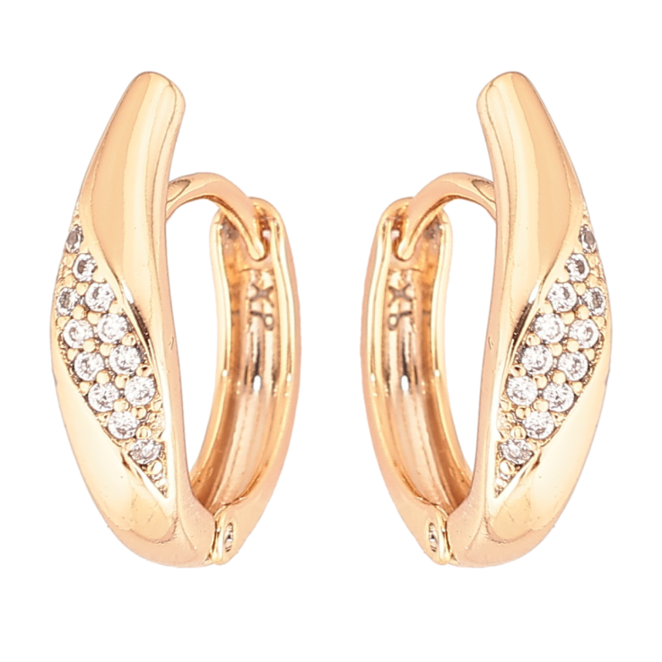 Серьги Xuping Позолота 18K колечки Узор с цирконием фото №13