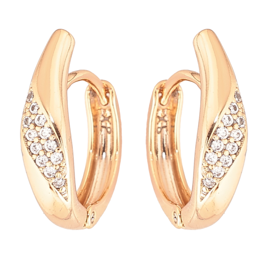 Серьги Xuping Позолота 18K колечки Узор с цирконием фото №1 Серьги Xuping Позолота 18K колечки Узор с цирконием фото №1