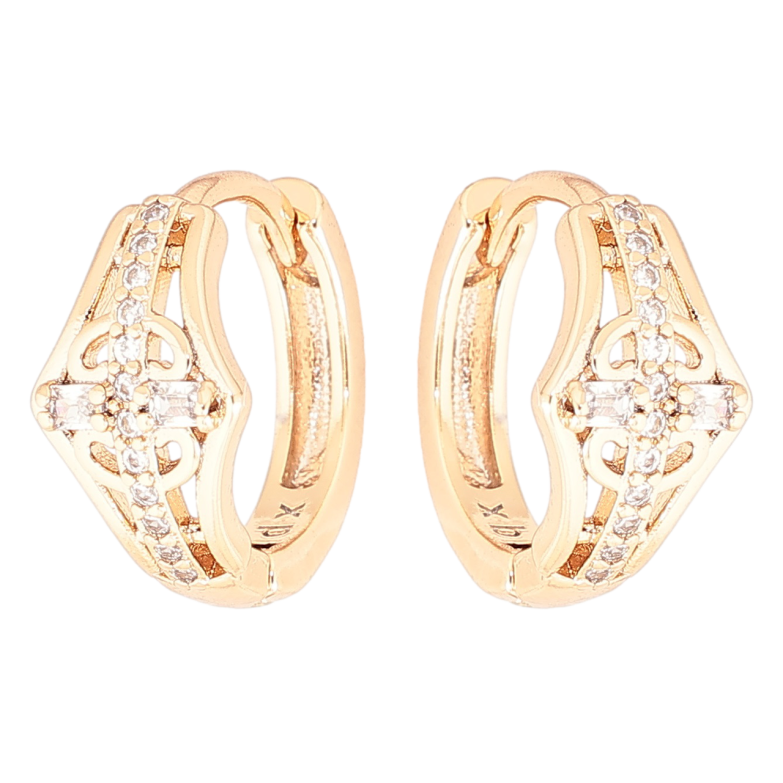 Сережки Xuping Позолота 18K колечка «Візерунок з цирконієм» фото №2 Сережки Xuping Позолота 18K колечка «Візерунок з цирконієм» фото №2