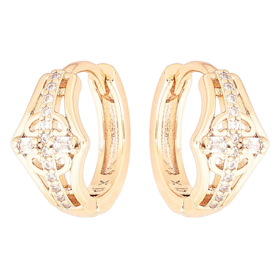 Серьги Xuping Позолота 18K колечки Узор с цирконием фото №1 Серьги Xuping Позолота 18K колечки Узор с цирконием фото №1