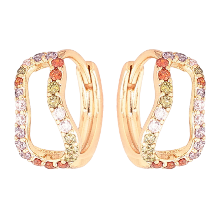 Серьги Xuping Позолота 18K колечки Фигурные с разноцветным цирконием фото №9 Серьги Xuping Позолота 18K колечки Фигурные с разноцветным цирконием фото №9