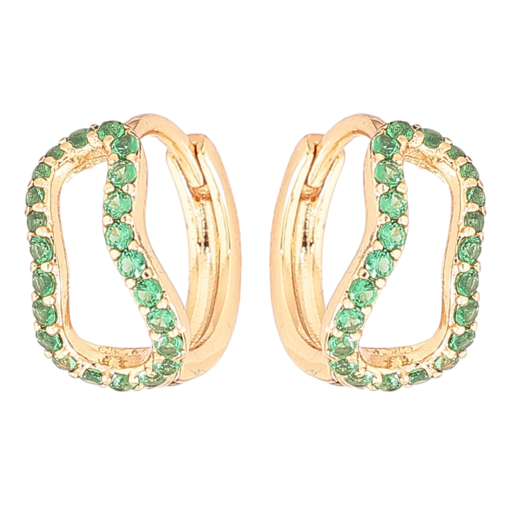 Серьги Xuping Позолота 18K колечки Фигурные с зеленым цирконием фото №15 Серьги Xuping Позолота 18K колечки Фигурные с зеленым цирконием фото №15