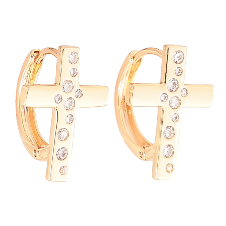 Серьги Xuping Позолота 18K колечки Крестики с цирконием фото №4 Серьги Xuping Позолота 18K колечки Крестики с цирконием фото №4