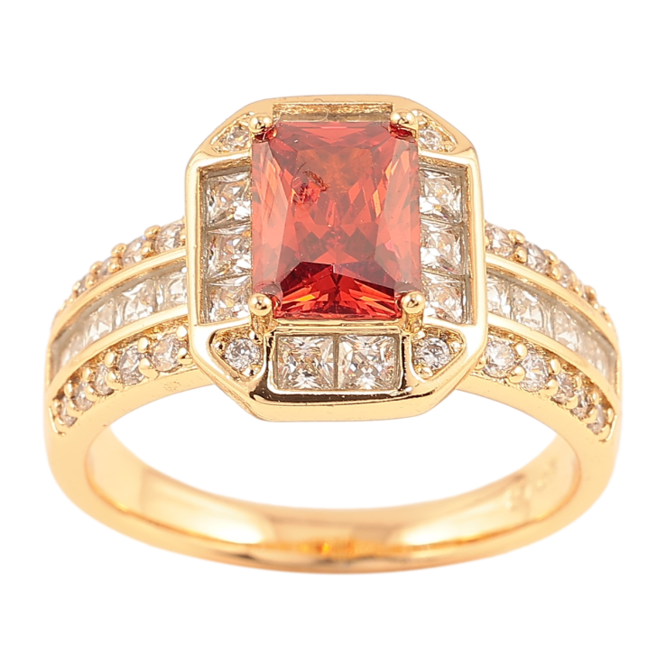Каблучка Xuping Позолота 18K «Червоний фіаніт в обрамленні цирконію» фото №6 Каблучка Xuping Позолота 18K «Червоний фіаніт в обрамленні цирконію» фото №6