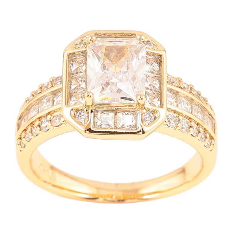 Каблучка Xuping Позолота 18K «Фіаніт в обрамленні цирконію» фото №6