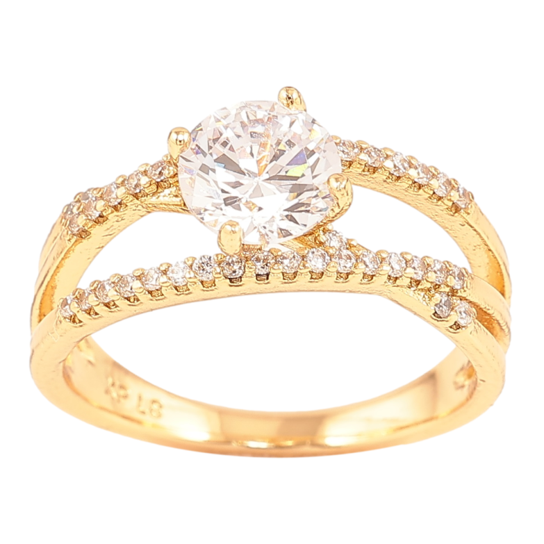 Каблучка Xuping Позолота 18K «Доріжки цирконію з фіанітом» фото №3