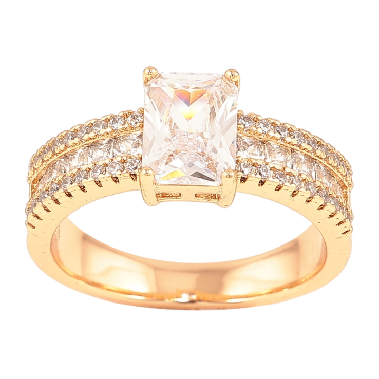 Каблучка Xuping Позолота 18K «Інкрустація цирконієм з фіанітом» фото №4 Каблучка Xuping Позолота 18K «Інкрустація цирконієм з фіанітом» фото №4