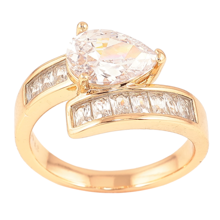 Каблучка Xuping Позолота 18K «Кришталева крапля на доріжці цирконію» фото №8 Каблучка Xuping Позолота 18K «Кришталева крапля на доріжці цирконію» фото №8