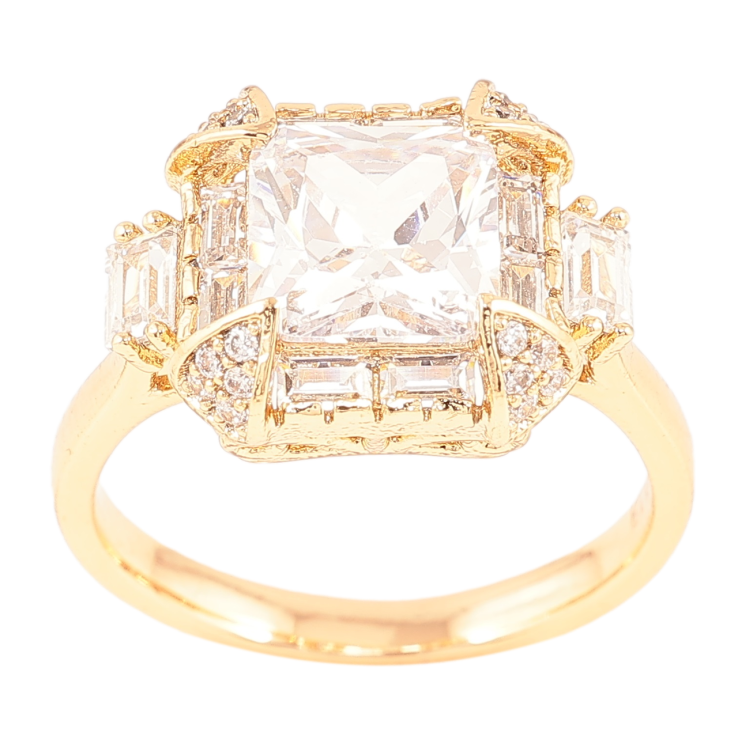 Каблучка Xuping Позолота 18K «Кришталевий блиск» фото №5 Каблучка Xuping Позолота 18K «Кришталевий блиск» фото №5