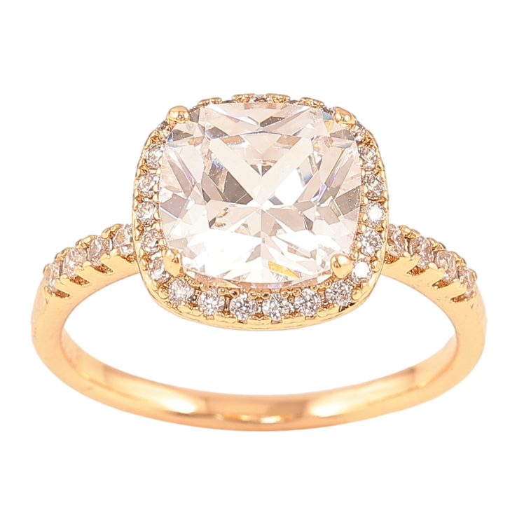 Каблучка Xuping Позолота 18K «Фіаніт в обрамленні цирконію» фото №16 Каблучка Xuping Позолота 18K «Фіаніт в обрамленні цирконію» фото №16