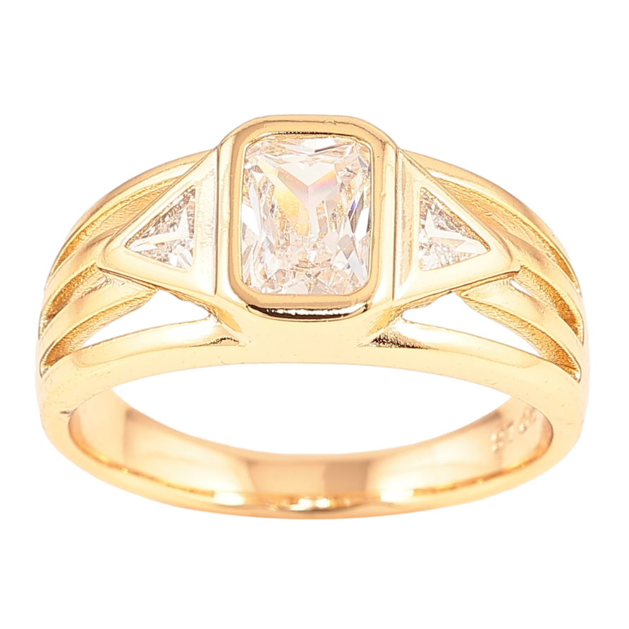 Каблучка Xuping Позолота 18K «Візерунок з трьома кристалами» фото №1 Каблучка Xuping Позолота 18K «Візерунок з трьома кристалами» фото №1