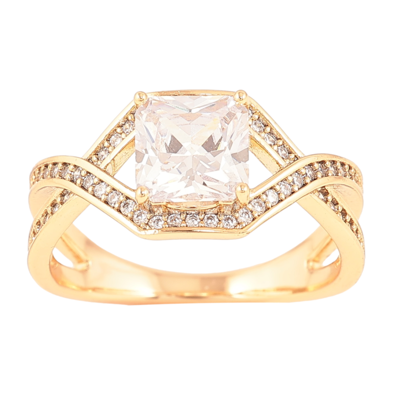 Каблучка Xuping Позолота 18K «Фіаніт з доріжками цирконію» фото №1