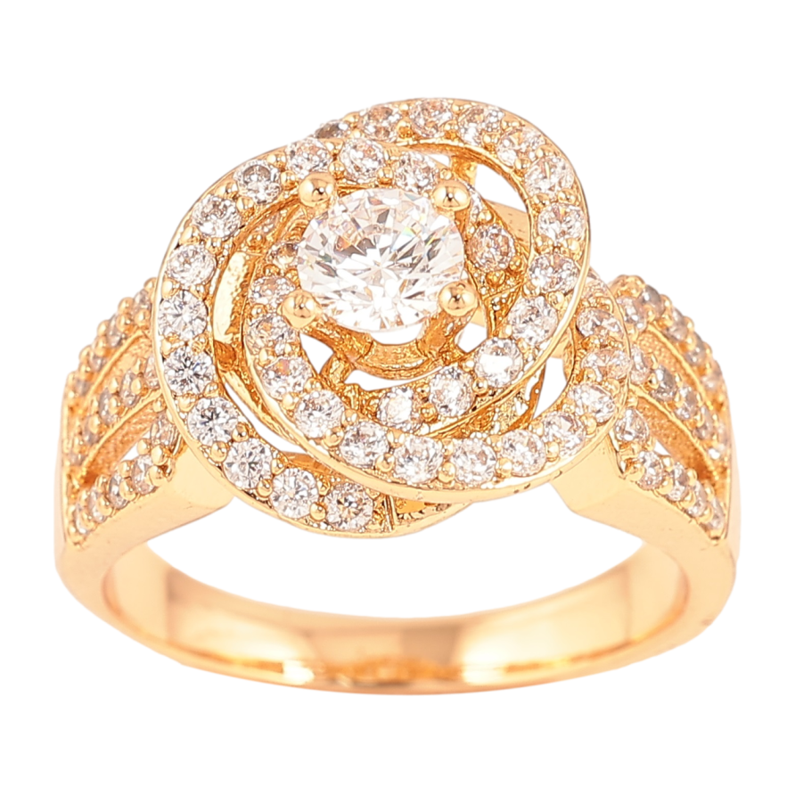Каблучка Xuping Позолота 18K «Квітка з інкрустацією цирконієм» фото №1