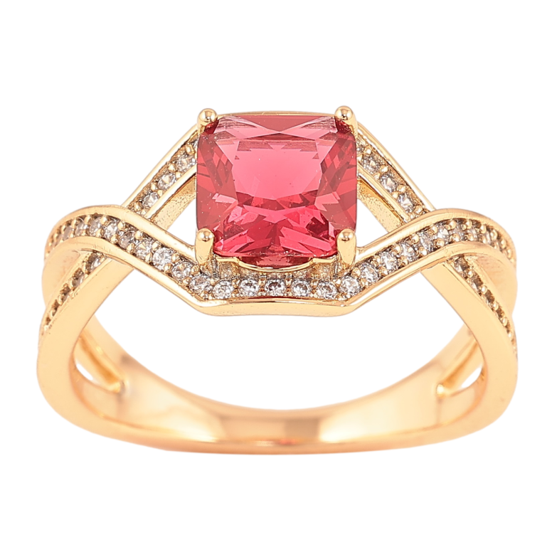 Каблучка Xuping Позолота 18K «Доріжки цирконію з червоним фіанітом» фото №22 Каблучка Xuping Позолота 18K «Доріжки цирконію з червоним фіанітом» фото №22