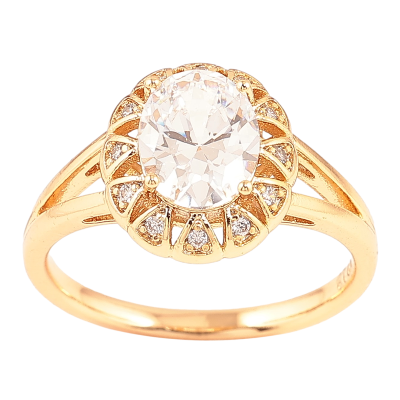Каблучка Xuping Позолота 18K «Квітка з фіанітом» фото №6