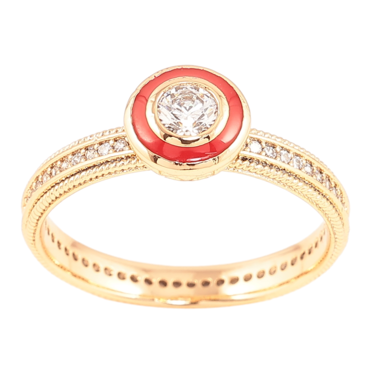 Каблучка Xuping Позолота 18K «Фіаніт у колечку червоної емалі» фото №17 Каблучка Xuping Позолота 18K «Фіаніт у колечку червоної емалі» фото №17