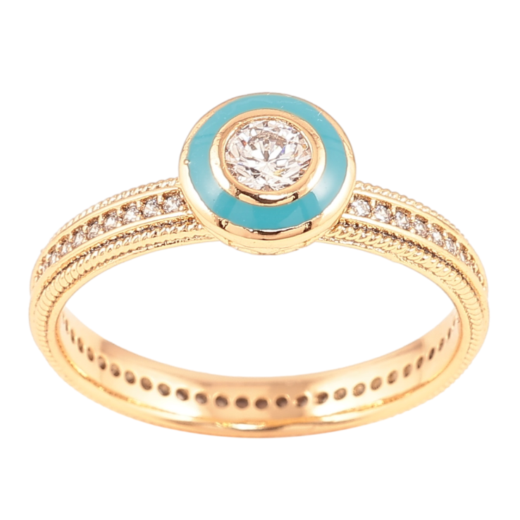 Каблучка Xuping Позолота 18K «Фіаніт у колечку бірюзової емалі» фото №25 Каблучка Xuping Позолота 18K «Фіаніт у колечку бірюзової емалі» фото №25