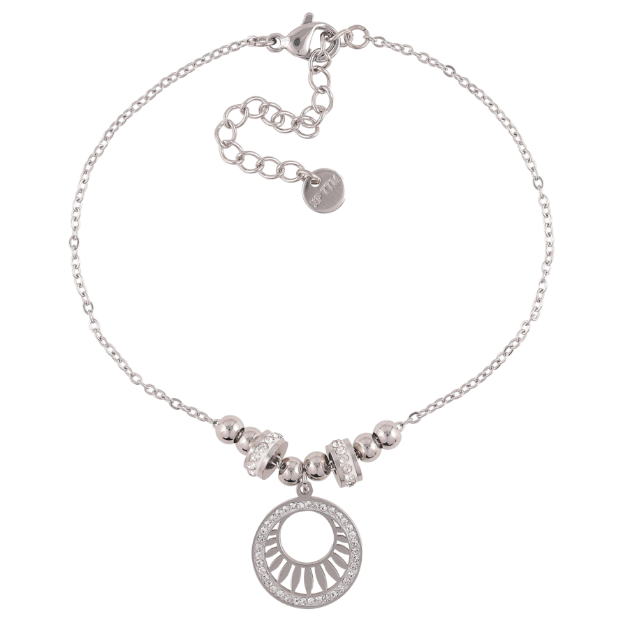 Браслет Xuping ТТМ Stainless Steel цвет Родий Цепочка с бусинами и подвеской с доп.цеп 19-24см х 1.5мм фото №1 Браслет Xuping ТТМ Stainless Steel цвет Родий Цепочка с бусинами и подвеской с доп.цеп 19-24см х 1.5мм фото №1