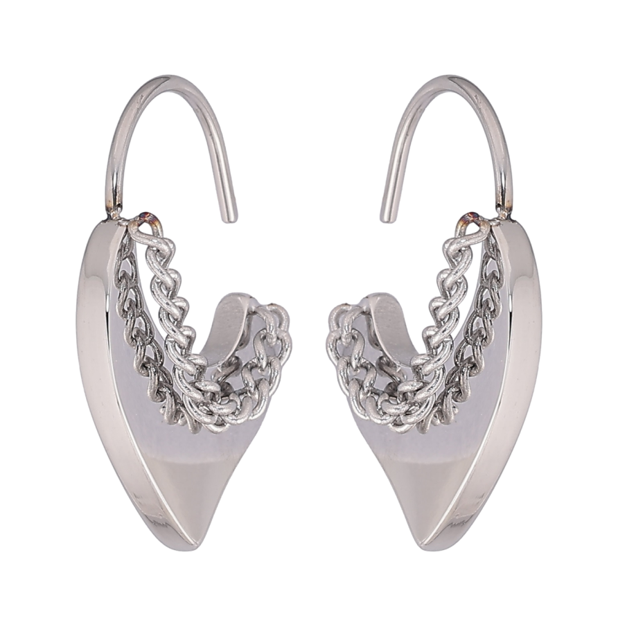 Серьги Xuping TTM Stainless Steel цвет Родий французский замок Декоративные сердечки с цепочками фото №1