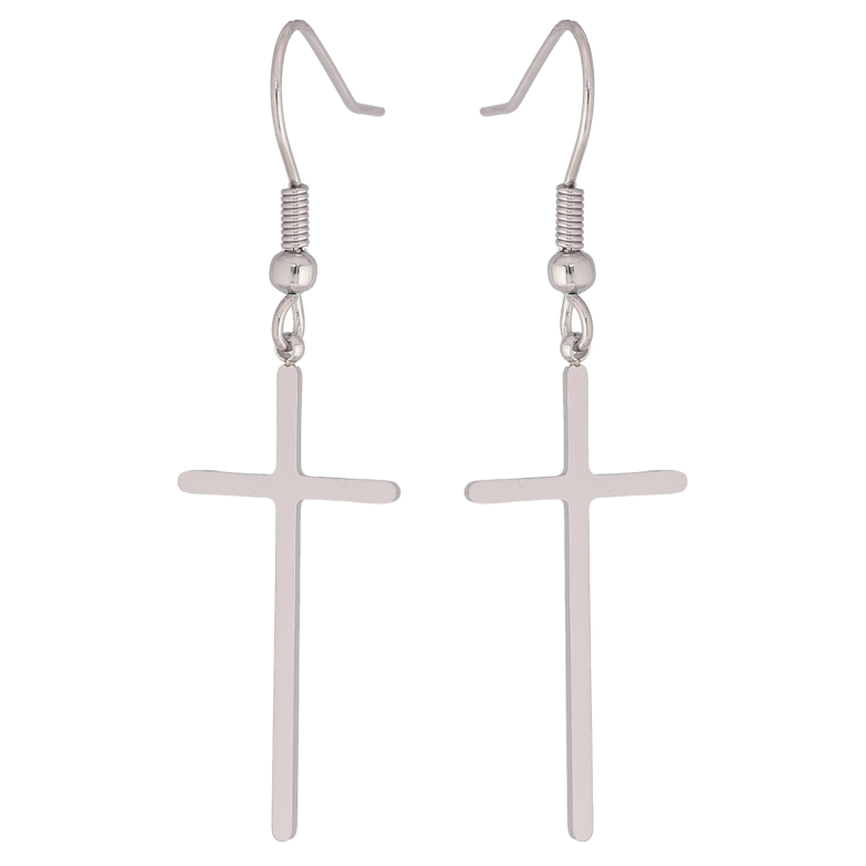 Сережки Xuping TTM Stainless Steel колір Родій французький замок «Хрестики» фото №8 Сережки Xuping TTM Stainless Steel колір Родій французький замок «Хрестики» фото №8