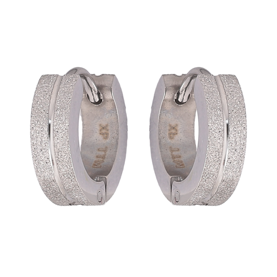 Сережки Xuping TTM Stainless Steel колір Родій колечка «Візерунок з шагренью» фото №1 Сережки Xuping TTM Stainless Steel колір Родій колечка «Візерунок з шагренью» фото №1