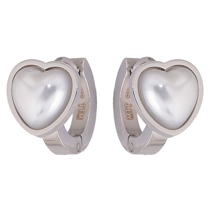 Сережки Xuping TTM Stainless Steel колір Родій колечка «Перламутрові сердечка» фото №15 Сережки Xuping TTM Stainless Steel колір Родій колечка «Перламутрові сердечка» фото №15