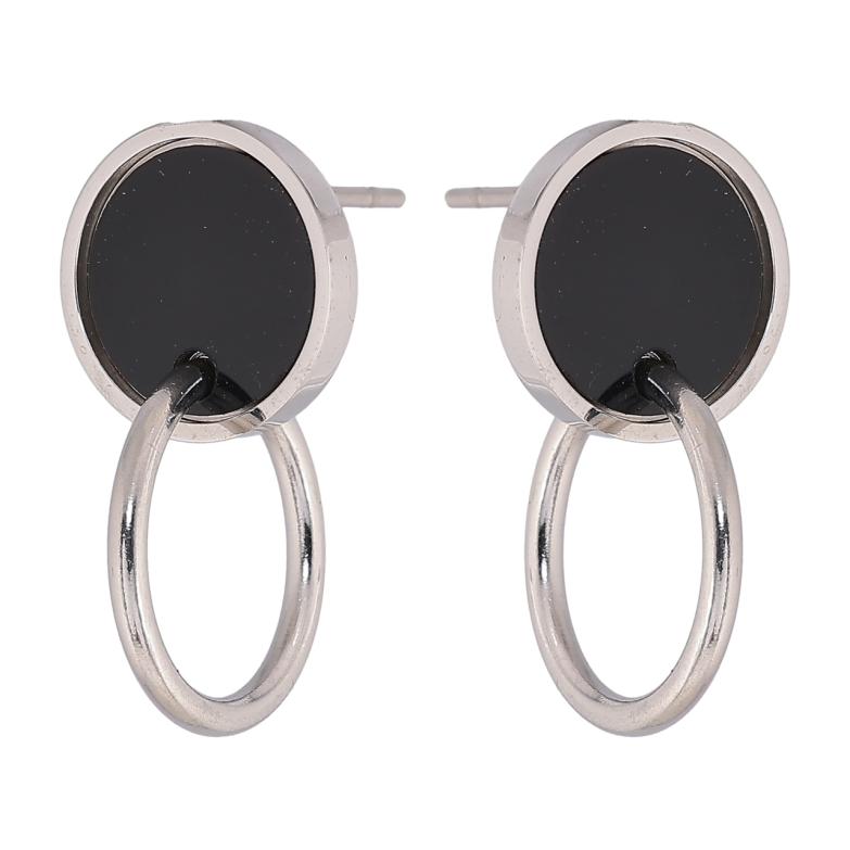 Сережки Xuping TTM Stainless Steel колір Родій пусети «Кола з чорними вставками» фото №14 Сережки Xuping TTM Stainless Steel колір Родій пусети «Кола з чорними вставками» фото №14