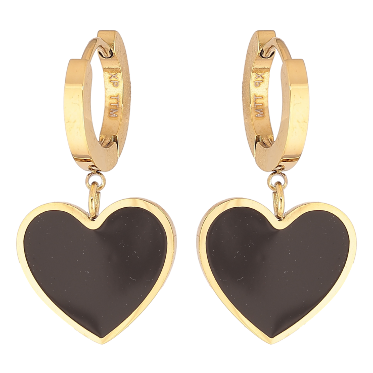 Сережки Xuping TTM Stainless Steel колір 14К підвіски на колечках «Сердечка з чорною емаллю» фото №16 Сережки Xuping TTM Stainless Steel колір 14К підвіски на колечках «Сердечка з чорною емаллю» фото №16