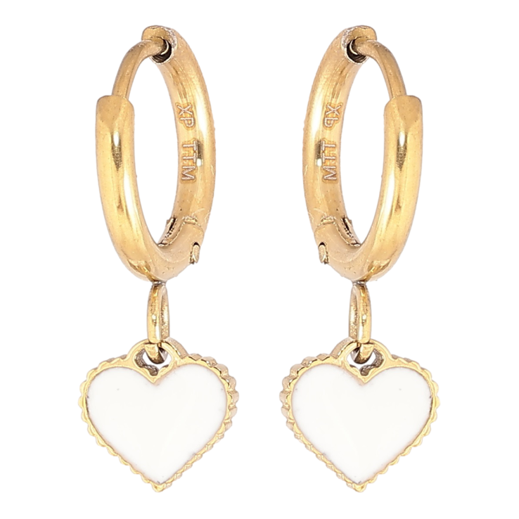 Сережки Xuping TTM Stainless Steel колір 14К підвіски на колечках «Сердечка з білою емаллю» фото №17 Сережки Xuping TTM Stainless Steel колір 14К підвіски на колечках «Сердечка з білою емаллю» фото №17