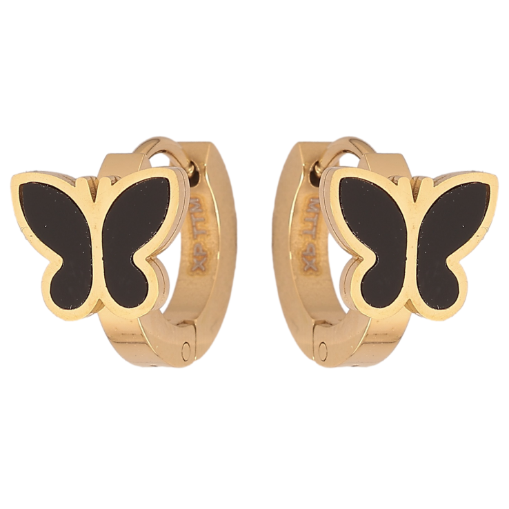 Серьги Xuping TTM Stainless Steel цвет 14К колечки Бабочки с черными вставками фото №20