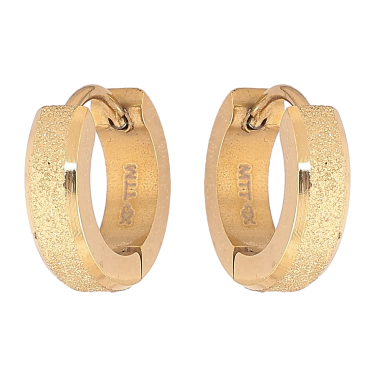 Серьги Xuping TTM Stainless Steel цвет 14К колечки Узор шагренью фото №2