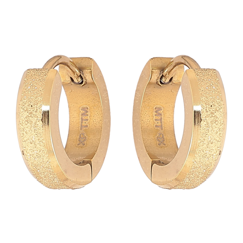 Сережки Xuping TTM Stainless Steel колір 14К колечка «Візерунок шагренью» фото №8 Сережки Xuping TTM Stainless Steel колір 14К колечка «Візерунок шагренью» фото №8